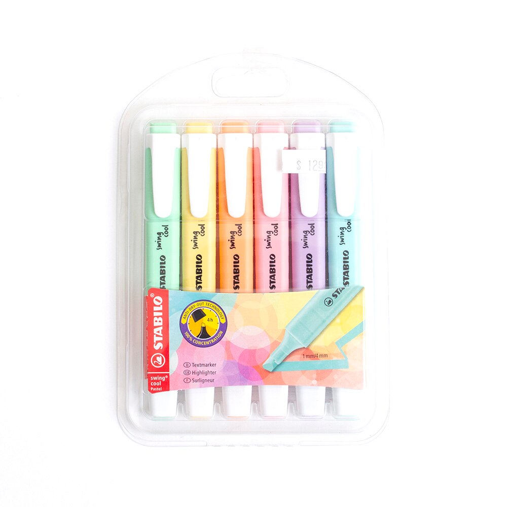 Stabilo, Highlighters, Art & School, Swing, Cool Set, 6 Color, Pastel, 704321